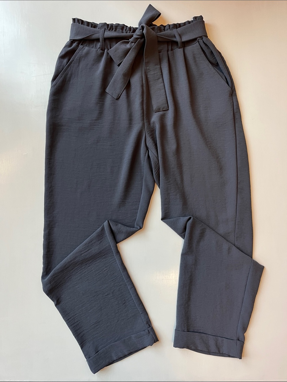 JOE BENBASSET Classic Paperbag Waist Women’s Ankle Pants - Gray